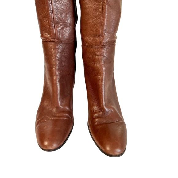 Nine West Tall Brown Leather Boot with 3" Stacked Heel, Size 8 - Picture 2 of 10